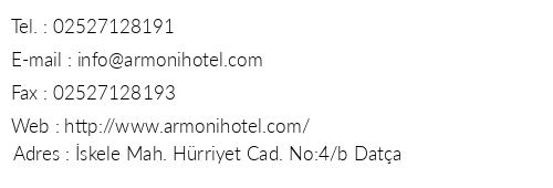 Armoni Hotel telefon numaralar, faks, e-mail, posta adresi ve iletiim bilgileri